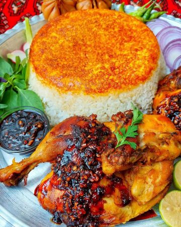 طرز تهیه اکبر جوجه اصل رستورانی با سس مخصوص رب انار