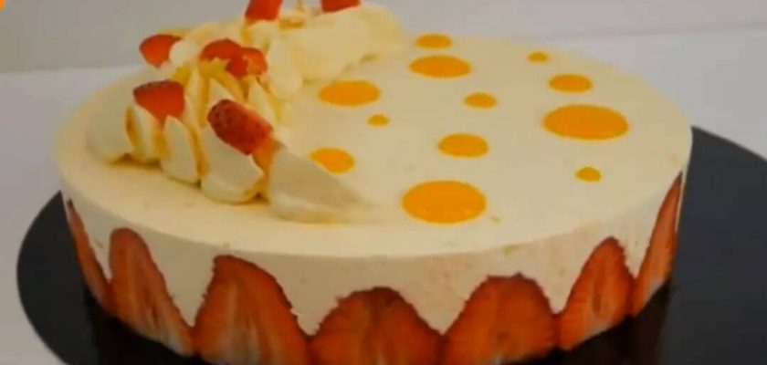 طرز تهیه کیک فغزیه فرانسوی با کرم موسیلین لیمو