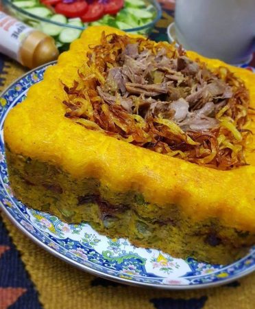 طرز تهیه ته چین باقالی پلو با گوشت